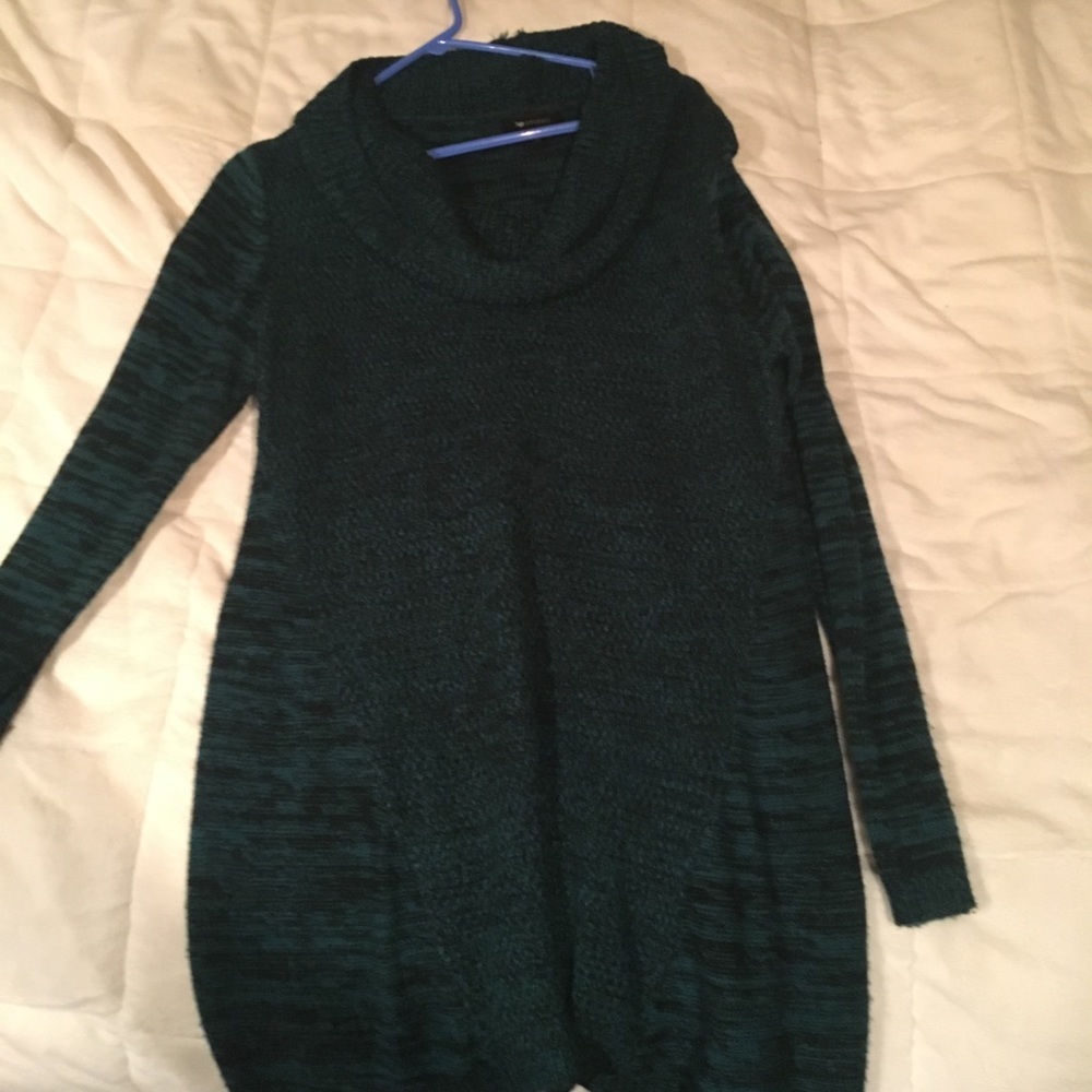 Teal and black knit sweater